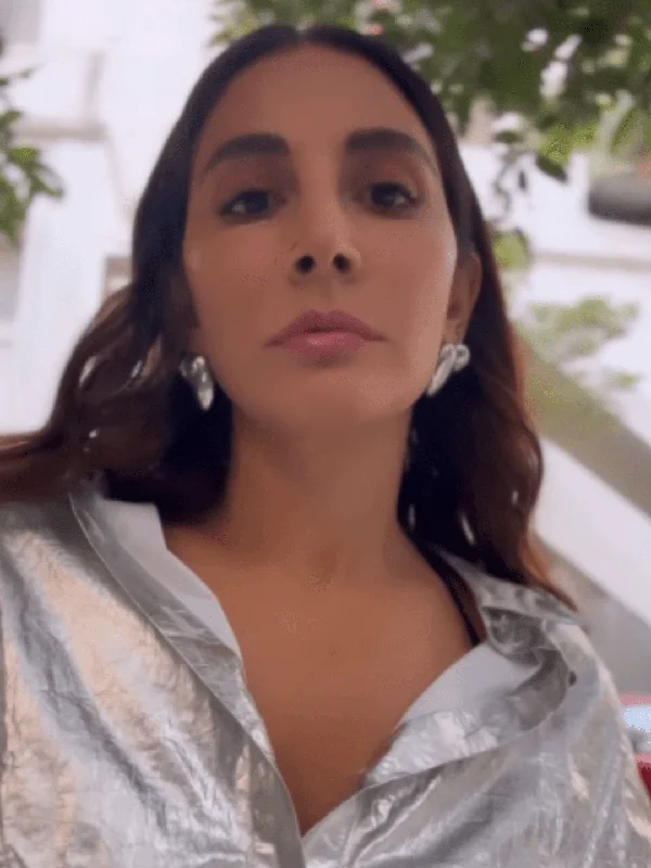 Monica Dogra In Smooth Shiny Metal Earring