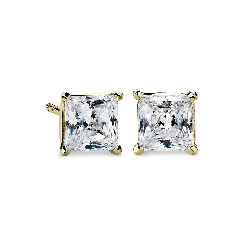 Multiple size Four-claw Cushion cut CZ diamond 18K white gold plated on 925 Sterling silver Stud Earrings