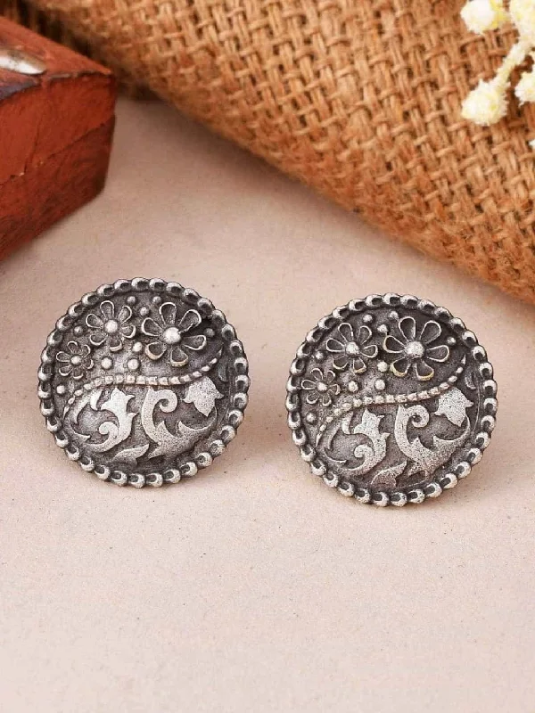 Oxidised Pushpa Lokh Stud Earring