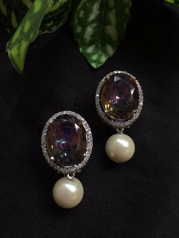 Smoky Stone Earring With Pearl