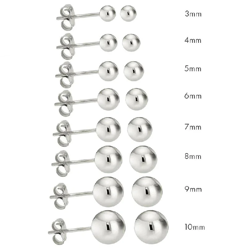 High Polished 925 Sterling Silver Bead Stud Earrings - BD-STUD-SL