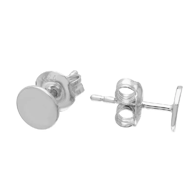 Silver 925 Rhodium Plated Disc Stud Earrings - GME00077