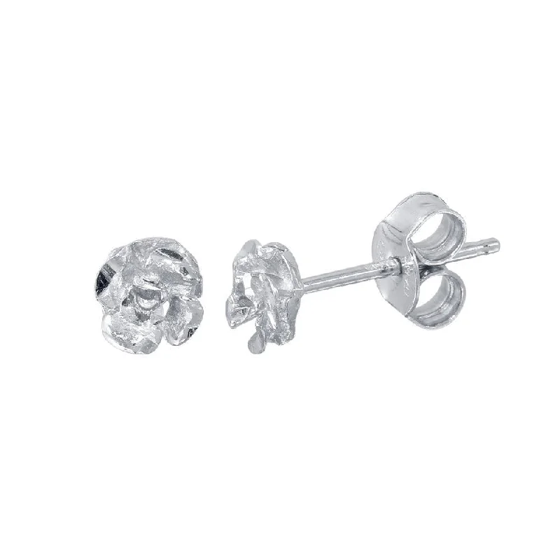 Rhodium Plated 925 Sterling Silver flower Stud Earrings - ECE00057RH