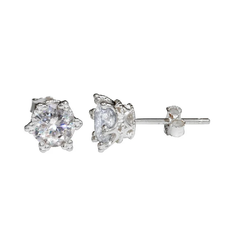 Rhodium Plated 925 Sterling Silver Star Stud Earrings - STE01148RH