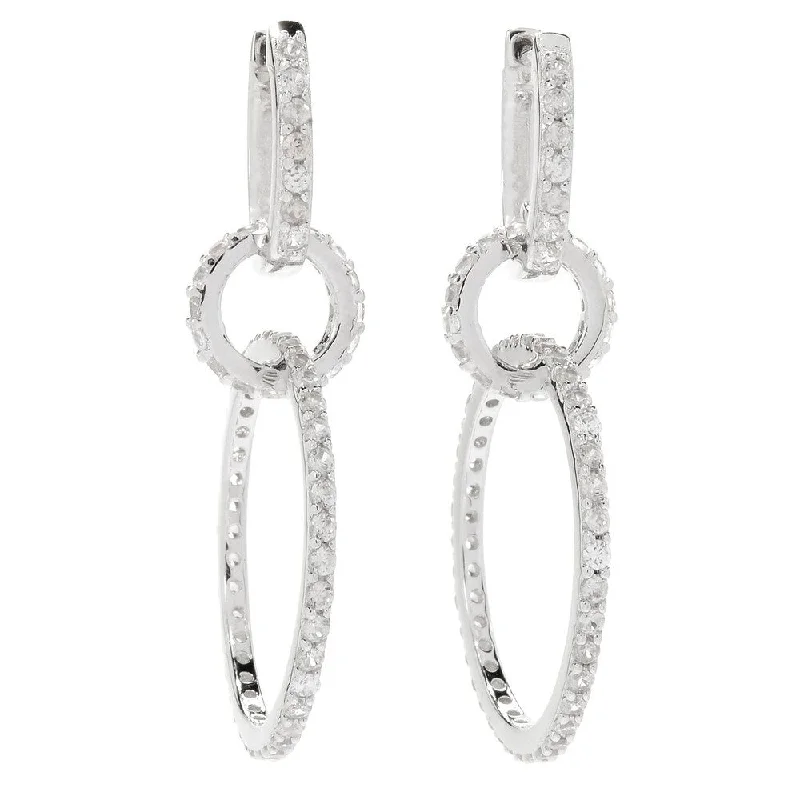 1.5" 2.50ctw White Zircon Layered Hoop Earrings