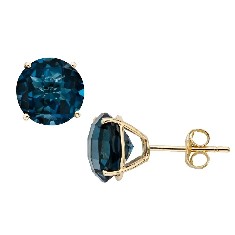 10K Yellow Gold 8mm Round-cut Topaz Stud Earrings