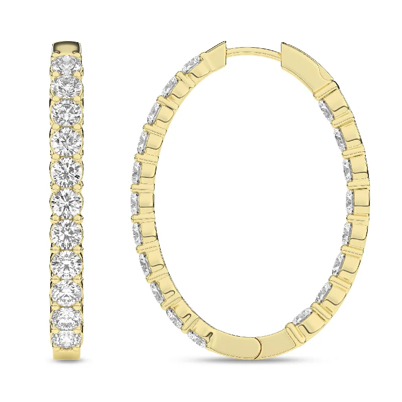 14K Yellow Gold Lab Grown Diamond Inside Out Hoop Earrings