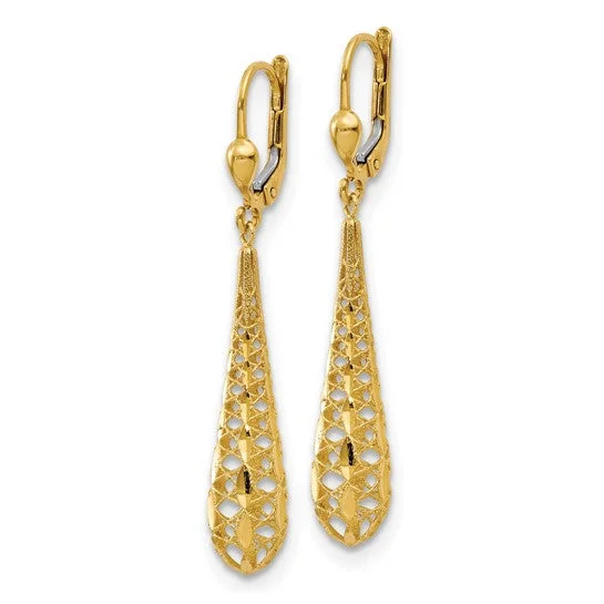 14K Polished Fancy Leverback Earrings