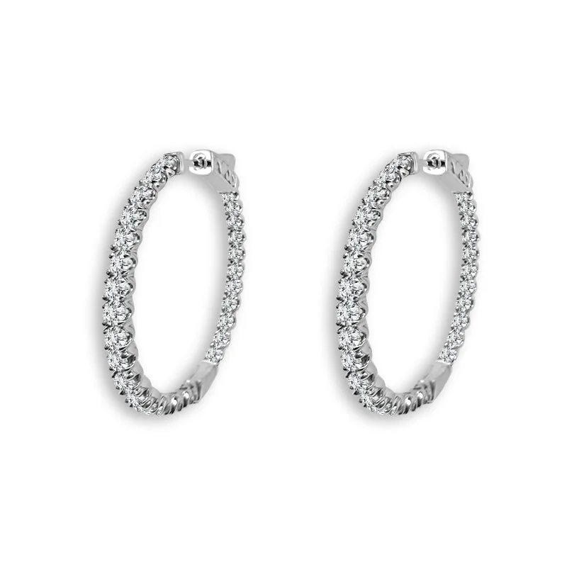 14K White Gold 1ctw Oval Shaped Diamond Hoop Earrings