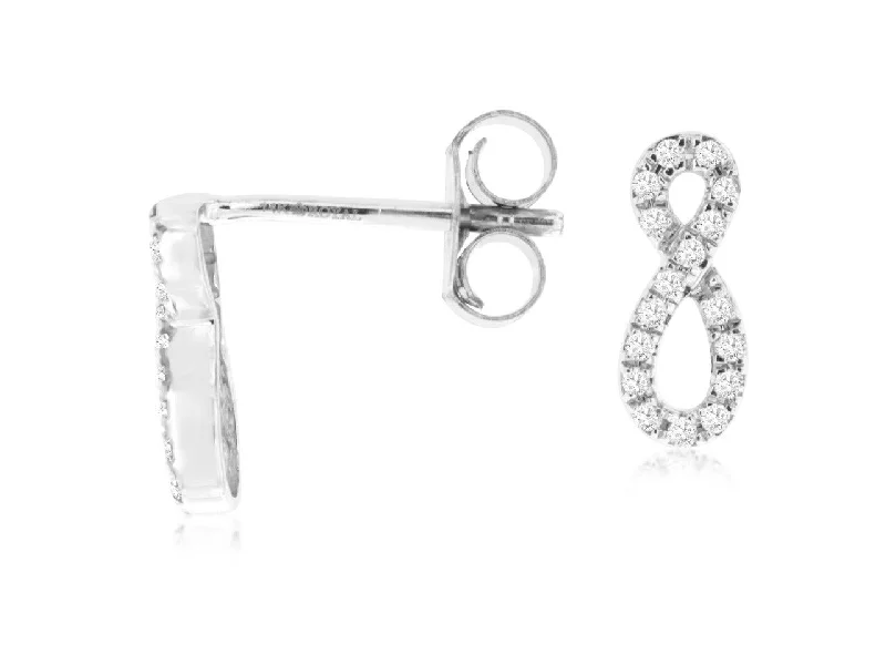 14K White Gold Diamond Figure Eight Earrings