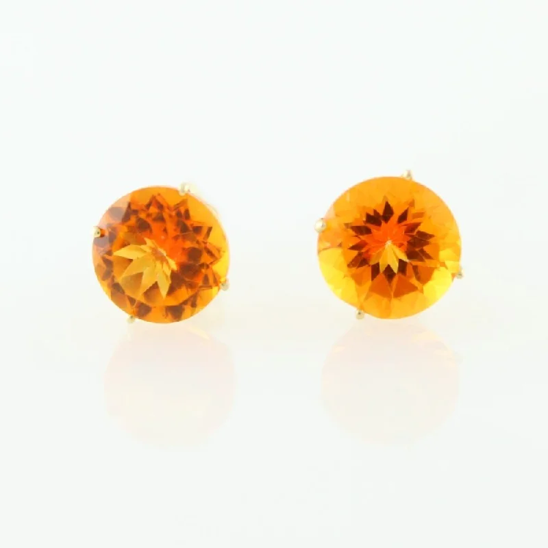 14k Yellow Gold 8mm Round-cut Topaz Stud Earrings