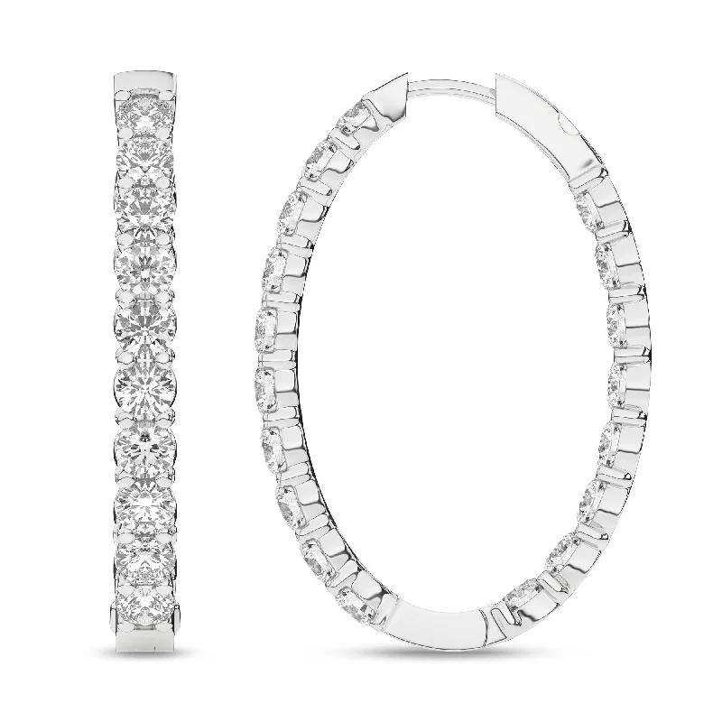 14K White Gold 7ctw Lab Grown Diamond Inside Out Hoop Earrings