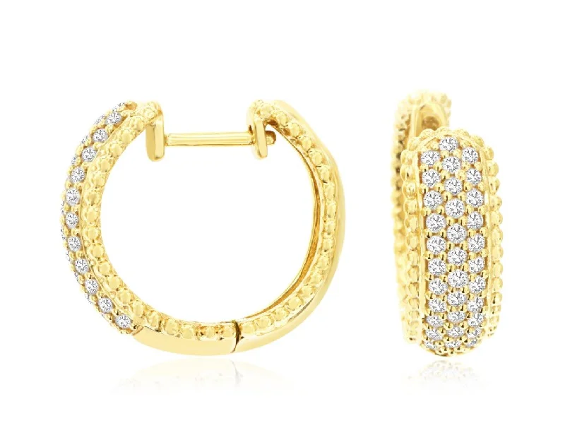 14k Yellow Gold Pave Diamond Huggies