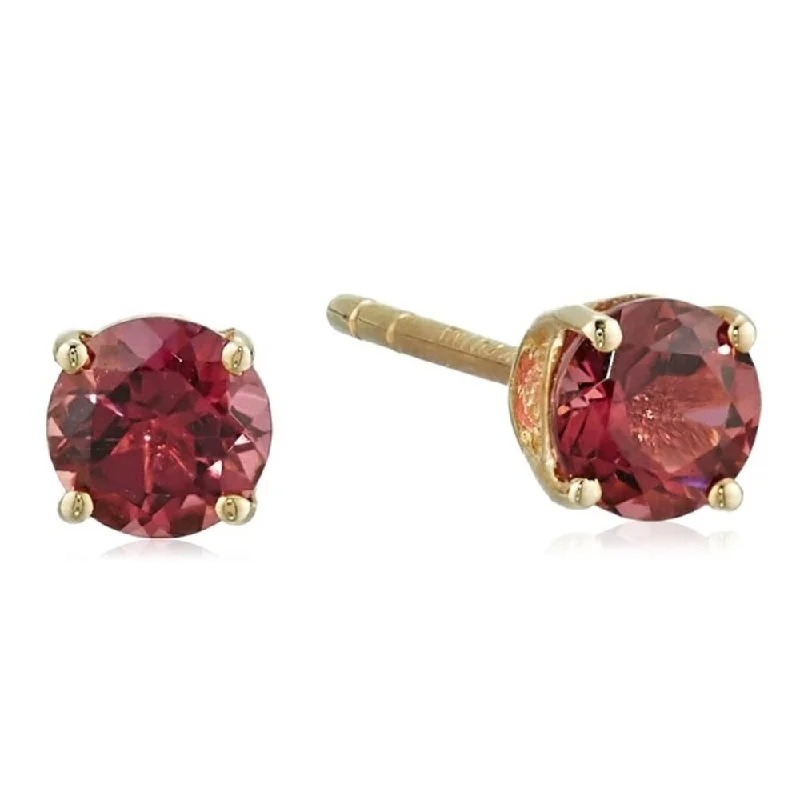 14k Yellow Gold Petite 4mm Round-cut Tourmaline Stud Earrings