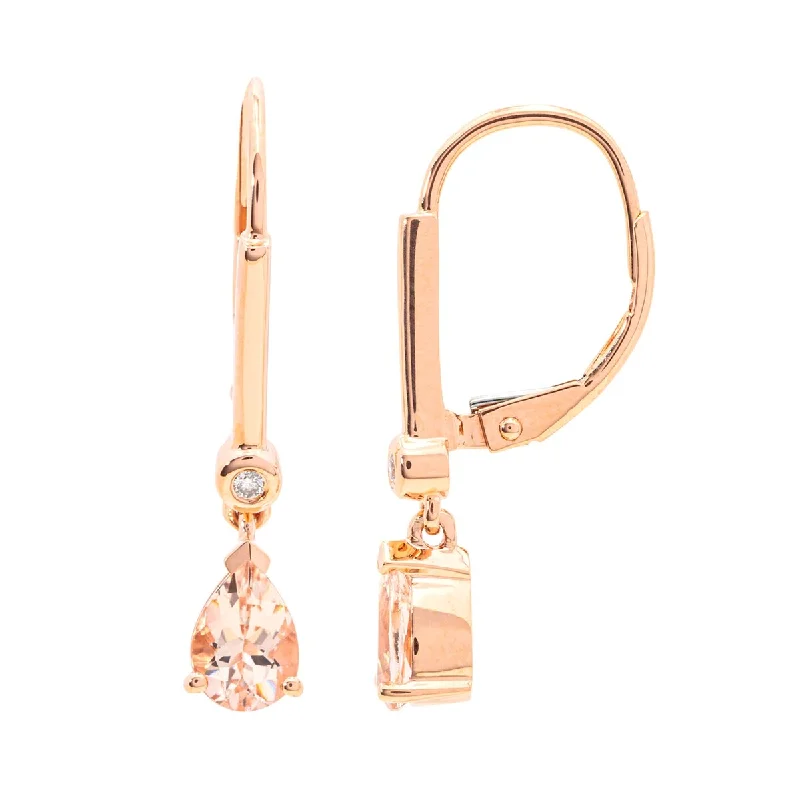 14Kt Gold Morganite and Diamond Dangle Earrings