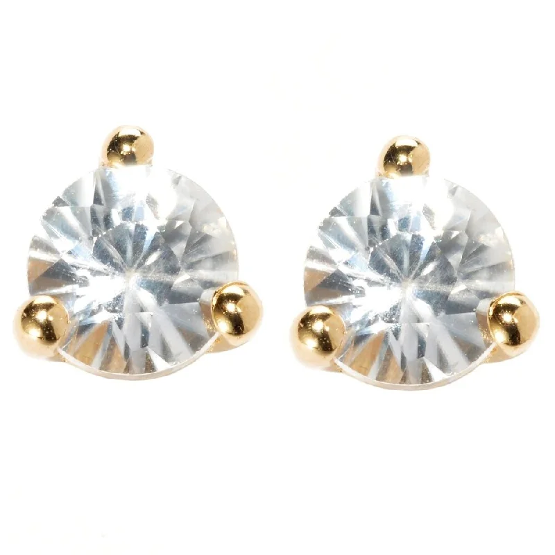 18k Yellow Vermeil White Zircon Martini Stud Earrings