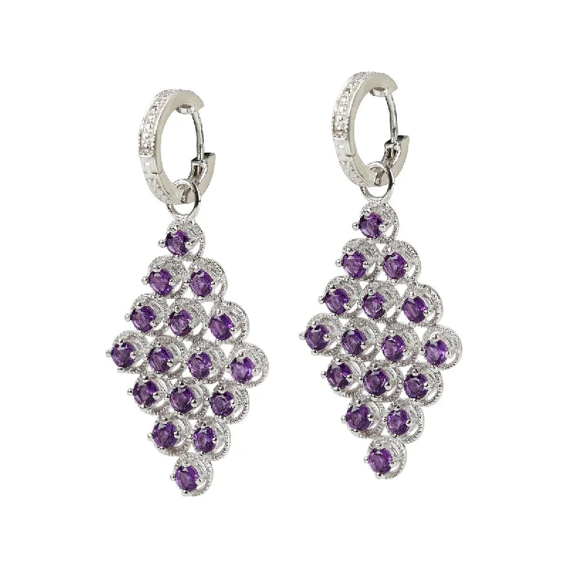 925 Sterling Silver African Amethyst Dangle Earring