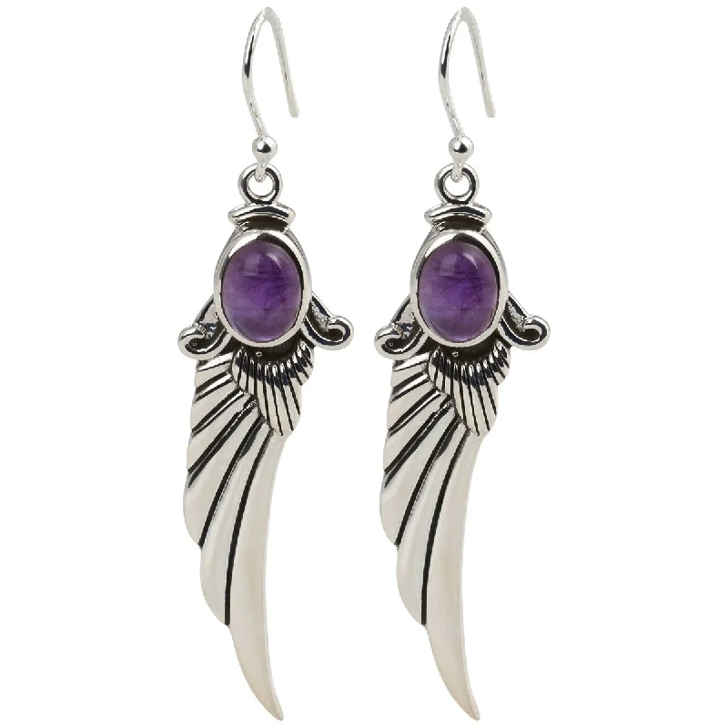 925 Sterling Silver African Amethyst Drop & Dangle Earrings