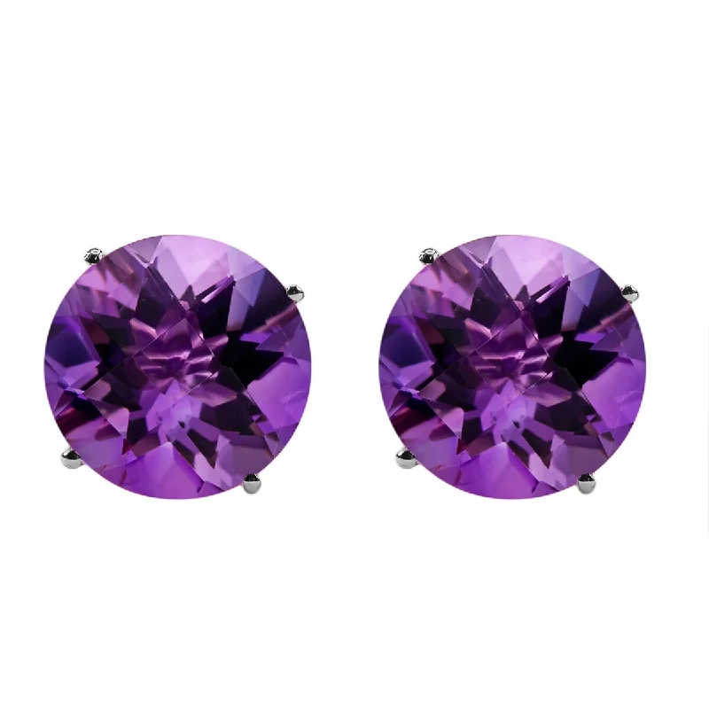 925 Sterling Silver African Amethyst Stud Earrings