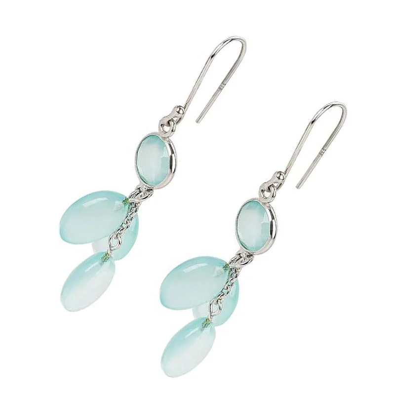 925 Sterling Silver Aqua Chalcedony Drop & Dangle Earrings