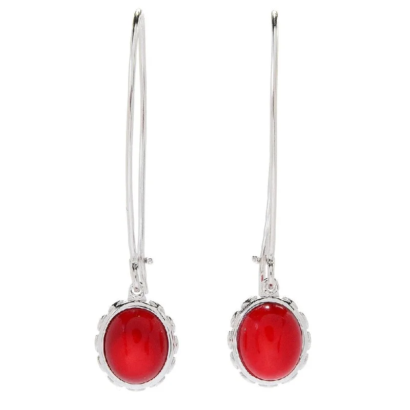 925 Sterling Silver Bamboo Coral Drop & Dangle Earrings