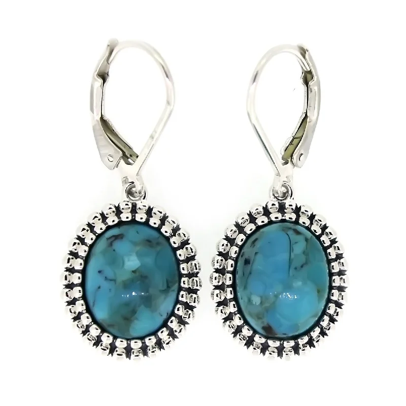 925 Sterling Silver Blue Mohave Turquoise Drop & Dangle Earrings