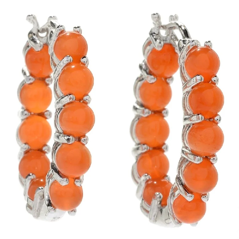 925 Sterling Silver Carnelian Hoop Earrings