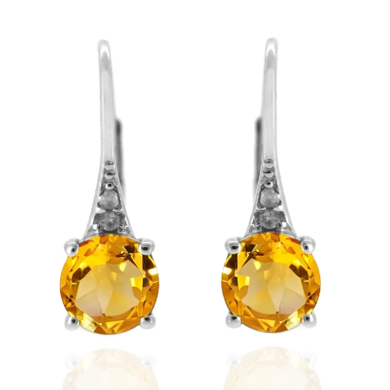 925 Sterling Silver Citrine and White Topaz Earrings