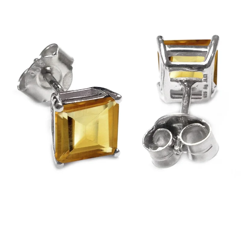 925 Sterling Silver Citrine Studs Earrings