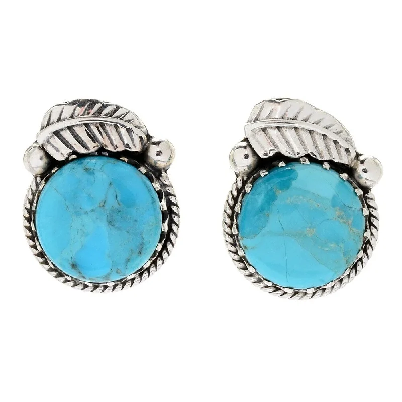 925 Sterling Silver Kingman Turquoise Stud Earrings