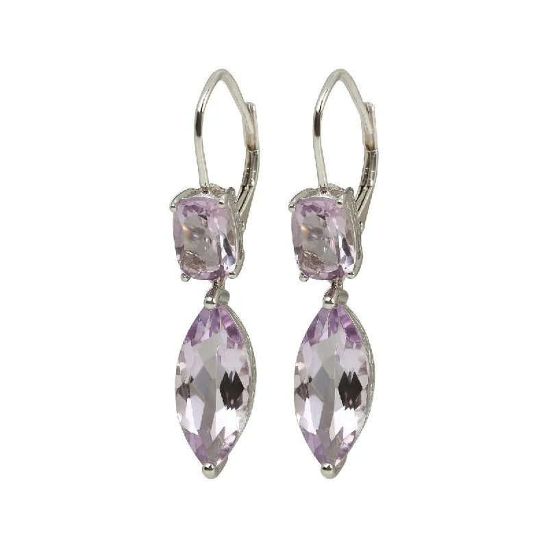 925 Sterling Silver Pink Amethyst Dangle Earring