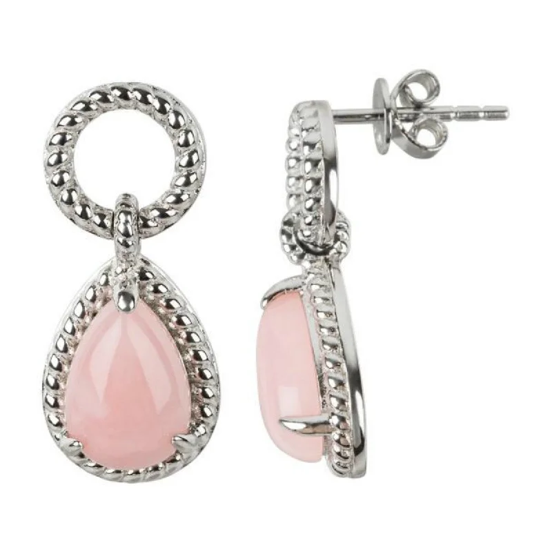 925 Sterling Silver Pink Opal Earrings