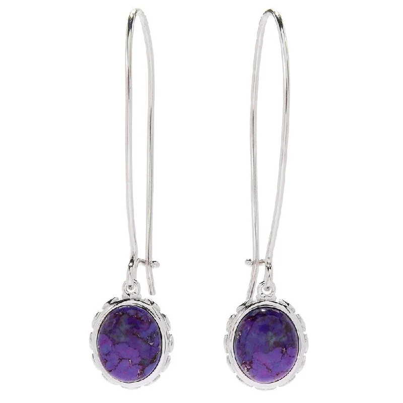 925 Sterling Silver Purple Mohave Turquoise Drop & Dangle Earrings