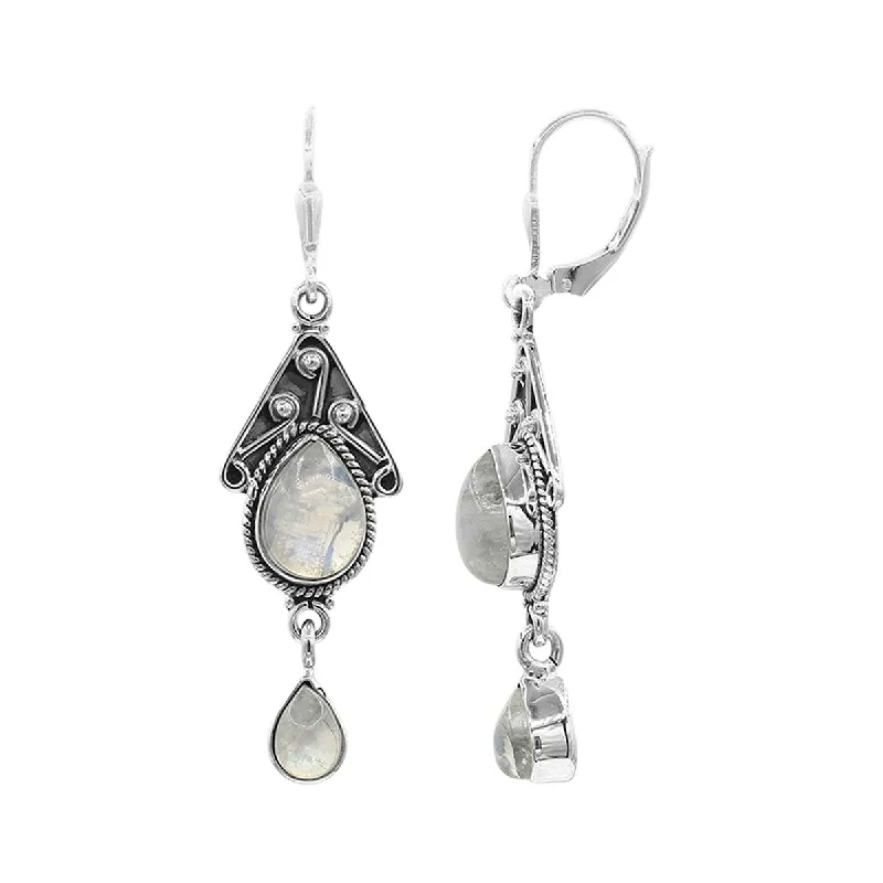 925 Sterling Silver Rainbow Moonstone Drop & Dangle Earrings