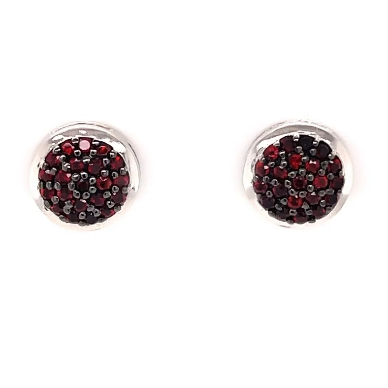 925 Sterling Silver Red Garnet Stud Earrings