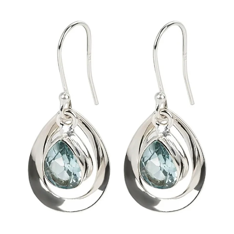 925 Sterling Silver Sky Blue Topaz Dangle Earrings