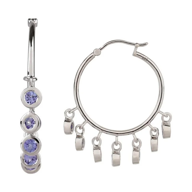 925 Sterling Silver Tanzanite Hoop Earrings