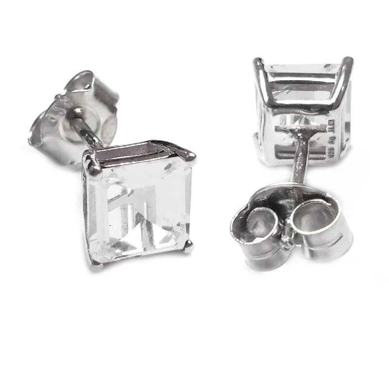 925 Sterling Silver White Topaz Studs Earrings