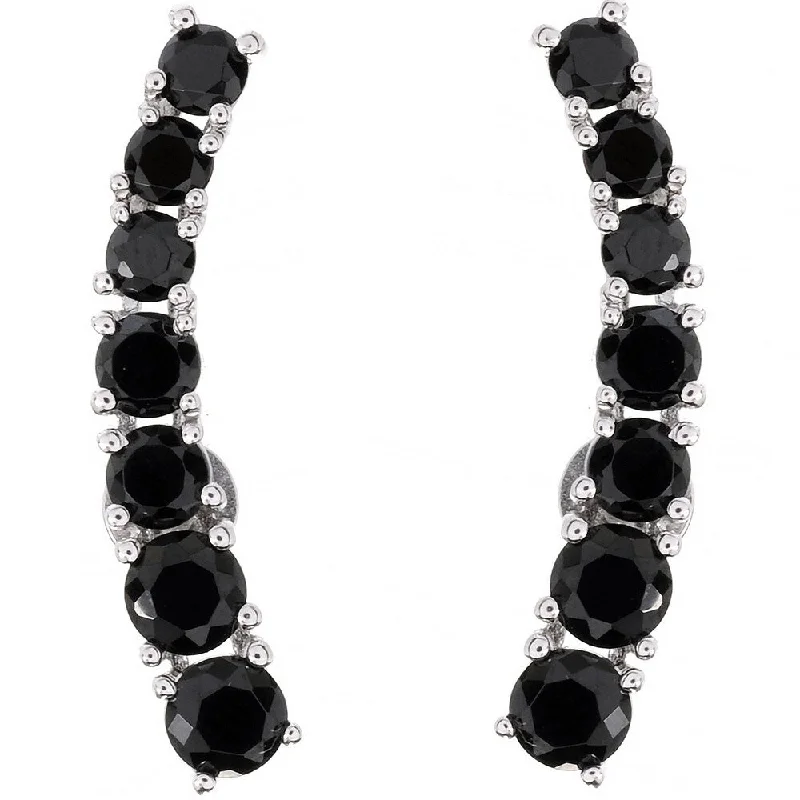 Black Spinel Polished Ear Climbers