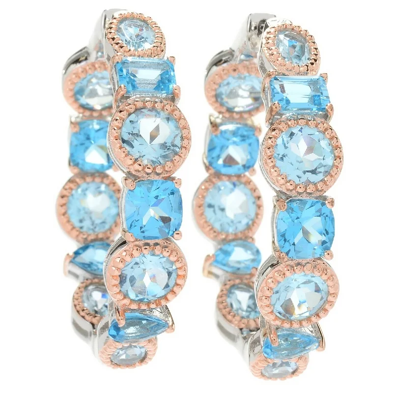 Dallas Prince 1.5" Multi Shape Gemstone Inside-out Hoop Earrings. Collection: Classic Dallas