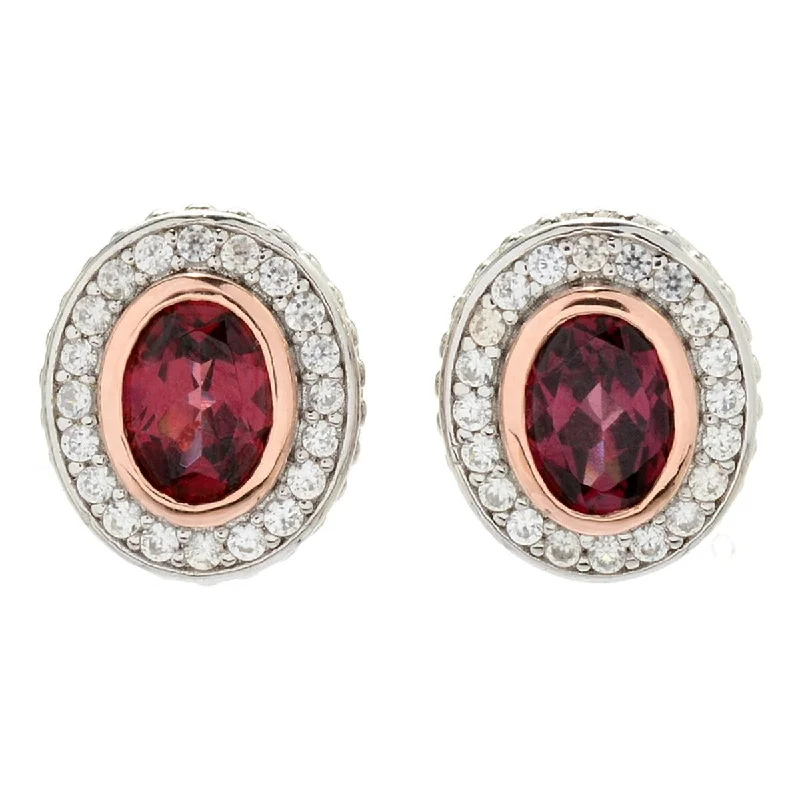 Dallas Prince 3.20ctw Oval Malawi Garnet & White Zircon Stud Earrings. Collection: Classic Dallas