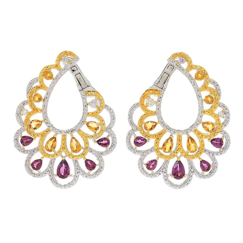 Dallas Prince Designs Sterling Silver 1.5" Gemstone Front-Facing Hoop Earrings