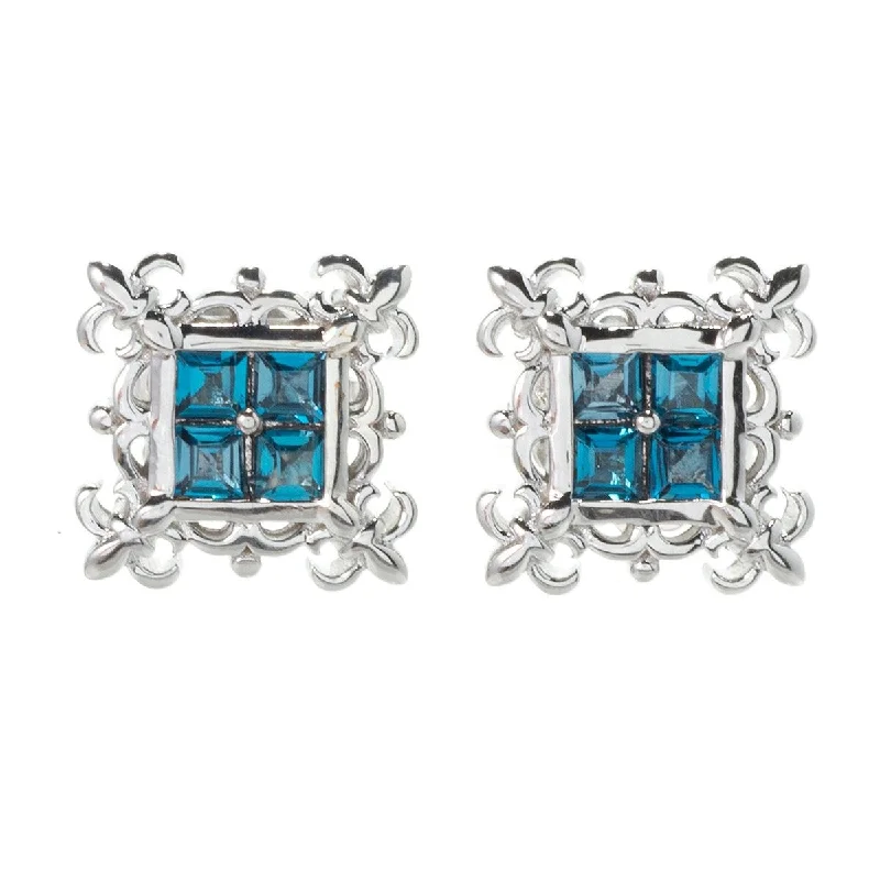 Dallas Prince Designs Sterling Silver Square Shaped Gemstone Stud Earrings