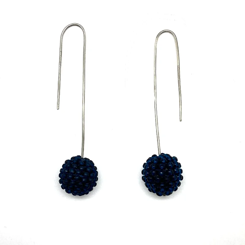 Dark Blue Bead Earrings