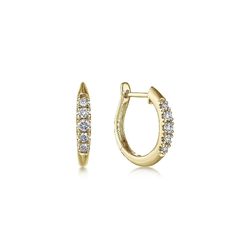 14K Yellow Gold Classic Round 15mm Diamond Huggies