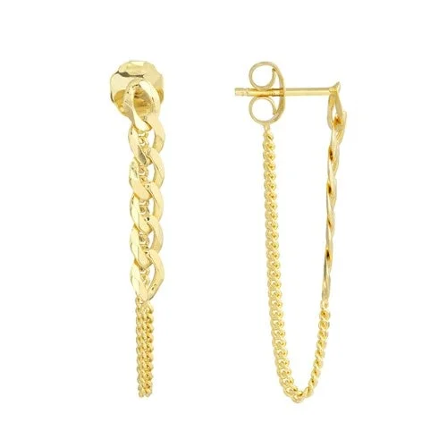 14K 50/50 Curb Earrings