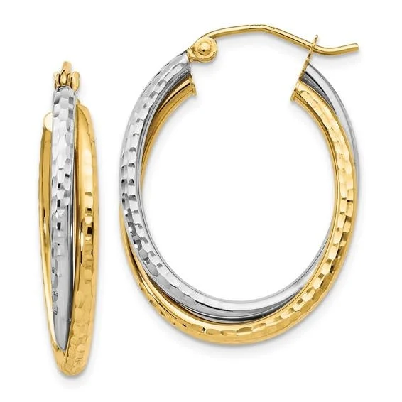 10K Two Tone Double Oval Hoops