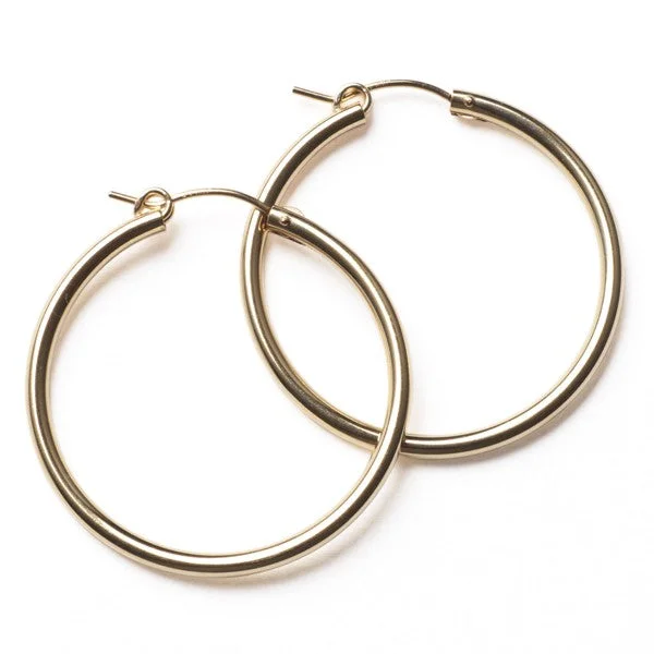 Gold Filled 34mm Round Hoop Earrings