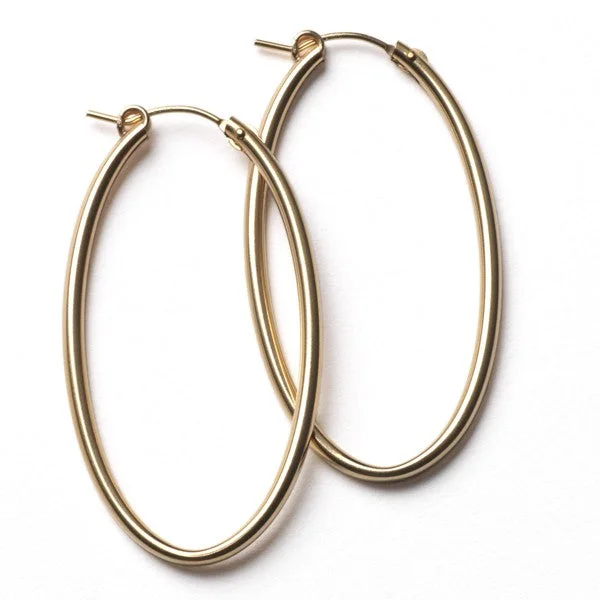 Gold Filled 45mm Oval Hoop Earrings