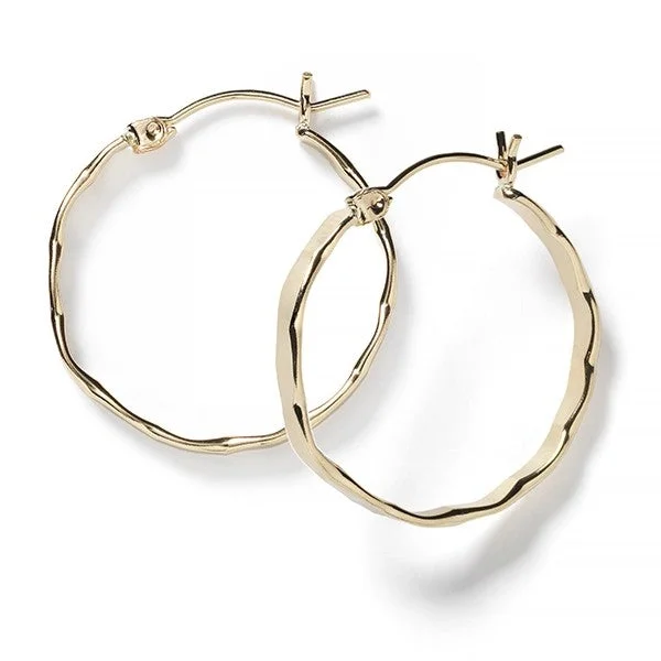 Gold Filled Hammered Round Hoop Earrings